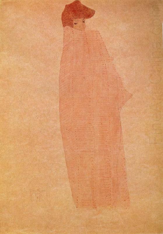 Egon Schiele Standing woman in a Long Cloak